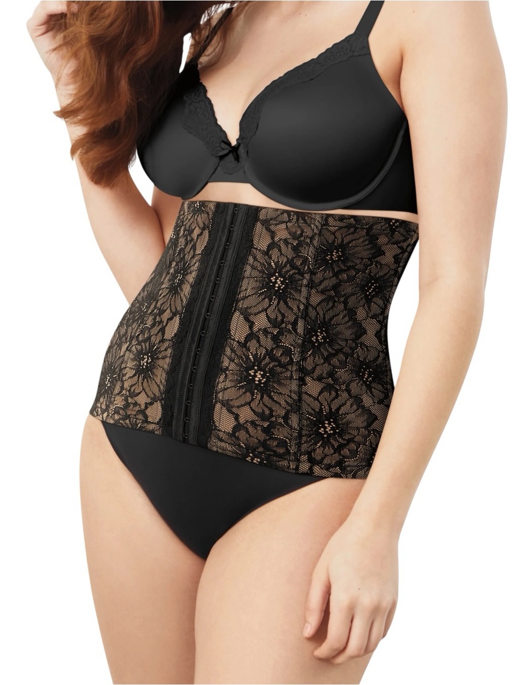 NWT Maidenform High-Waist Lace Waist Cincher Shapewear - Black